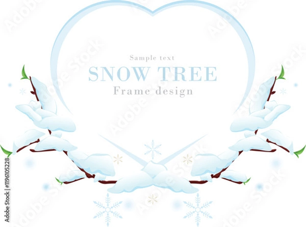 Obraz 雪が積もる木の枝のフレームシリーズ-01｜冬の雪のベクターイラスト
