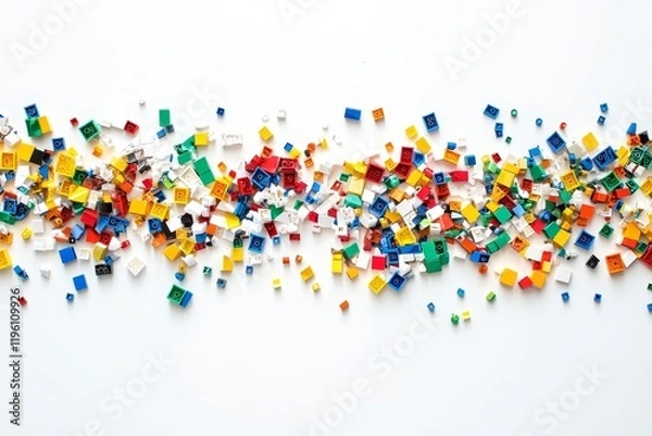 Fototapeta Colorful plastic blocks scattered on white background. (1)