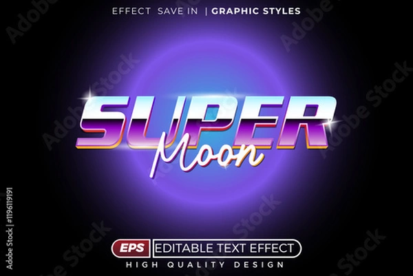 Fototapeta Editable 3d text effect super moon