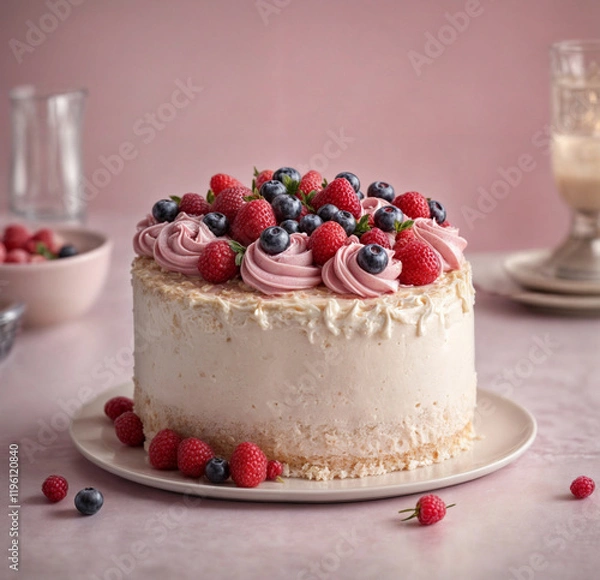 Obraz cake with berries -Generative AI