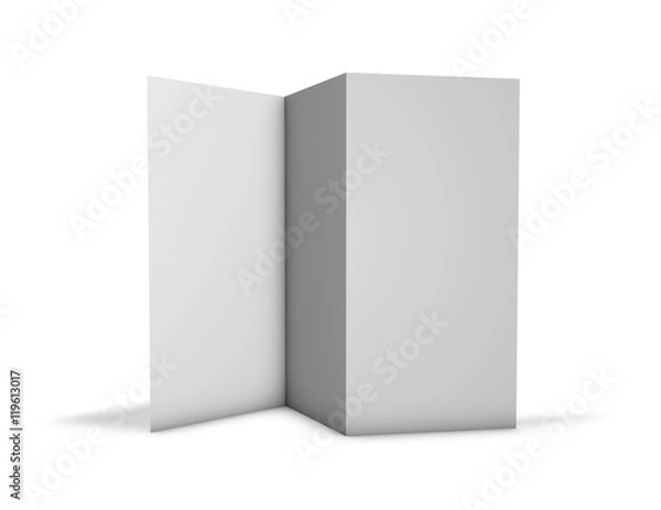 Fototapeta Trifold brochure pamphlet mock up standing on floor.