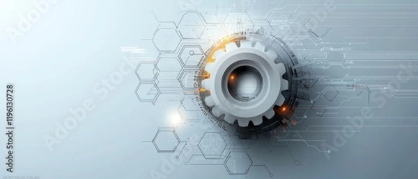 Fototapeta Tech Gear Innovation Abstract cogwheel on digital background
