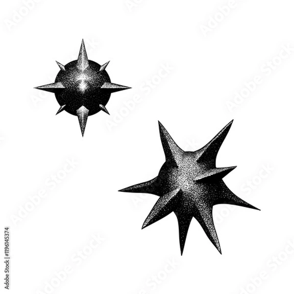 Obraz old spiked balls hand drawing vector isolated on background.