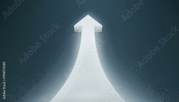 Fototapeta A glowing arrow points upward, symbolizing progress and direction against a dark background.
