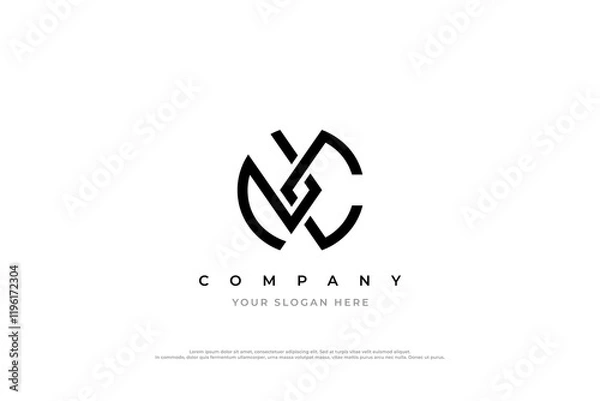 Obraz Letter NC Monogram Logo Design