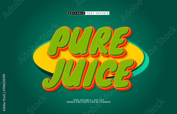 Fototapeta pure juice editable text effect in 3d style