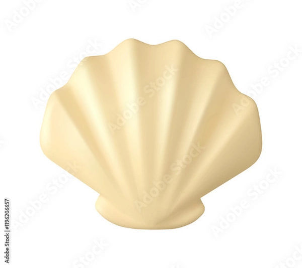 Fototapeta Sea shell vector 3d icon. Pearl clam cartoon illustration isolated on white background.