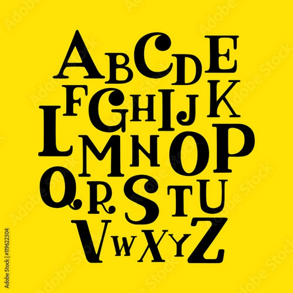 Fototapeta Black alphabetic fonts