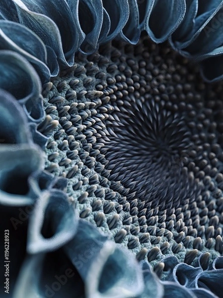 Obraz Close-up of a sunflower's center, showcasing its intricate details.