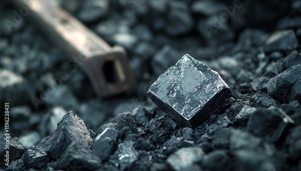 Fototapeta Coal: Examining the Properties and Uses of this Black Rock Fuel Source for Energy Production and Industry.