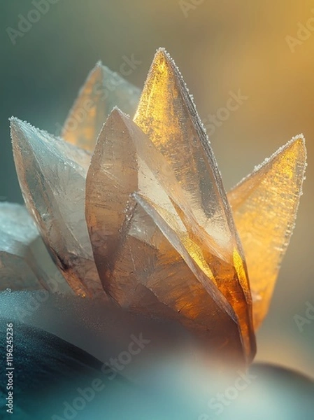 Obraz Close-up of a cluster of translucent crystals with warm, golden highlights.
