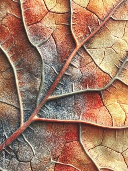 Obraz Close-up of a leaf's intricate veins, showcasing nature's artistry.