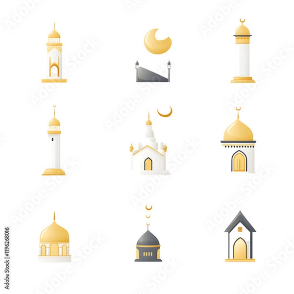 Fototapeta A set of icons a minimalist Eid Al-Fitr
