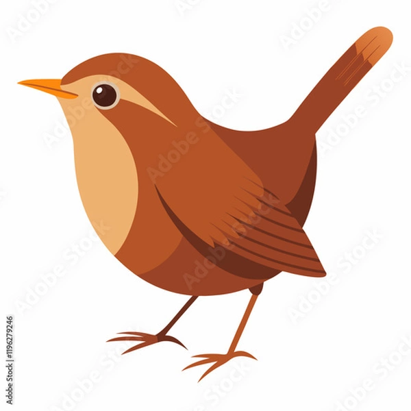 Obraz eurasian wren bird on a white background