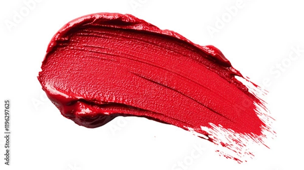 Fototapeta Artistic red paint stroke studio visual art clean environment macro view expression of creativity
