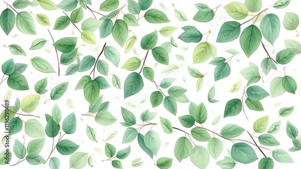 Fototapeta Abstract View of Various Tree Leaves Drawn Across the Entire Page