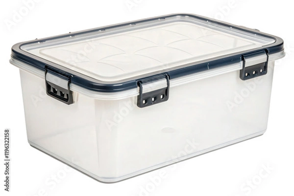 Fototapeta White plastic storage container with a lid isolated with transparent background