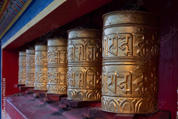 Obraz The Tibetan Prayer wheels at a Monastery 