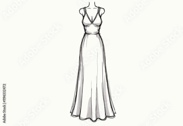 Fototapeta Chic Spaghetti Strap Midi Dress with Flared A-Line Silhouette and V-Neckline - A Must-Have Fashion Staple for Every Woman's Wardrobe 