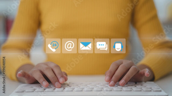 Fototapeta contact customer support. help from mail websites digital technology of business contact service. contact us concept