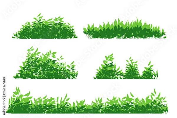 Fototapeta green bush set, bushes background