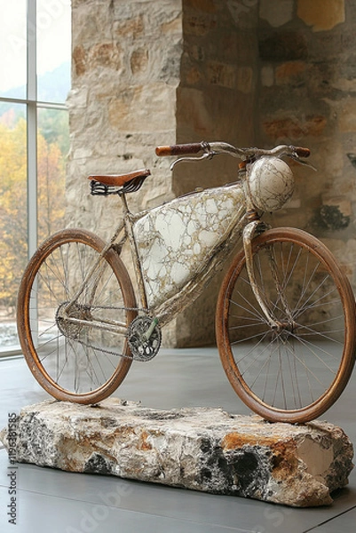 Obraz Marble Bicycle Art Piece Rests On Stone Base