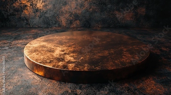 Fototapeta 3D podium on a copper background aged with a rich patina and warm earthy tones