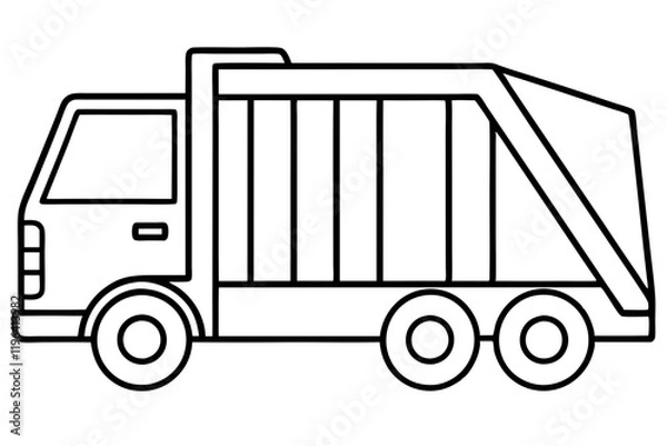 Obraz Garbage Truck Outline Vector Design