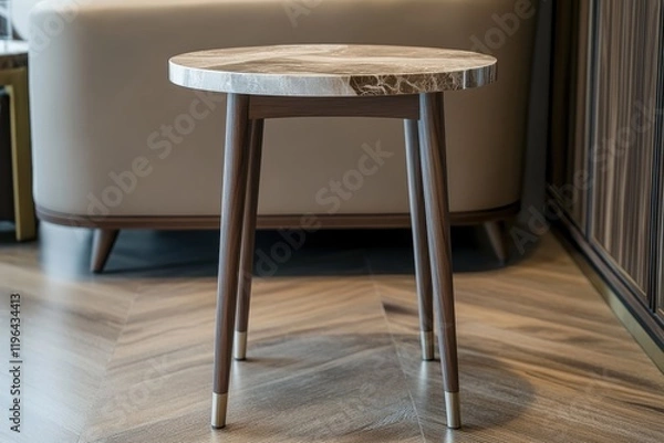 Fototapeta Stylish and Elegant Side Table Featuring a Luxurious Marble Top for Home Decor Enhancements