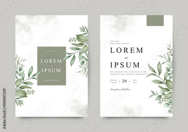 Obraz Elegant greenery wedding invitation template