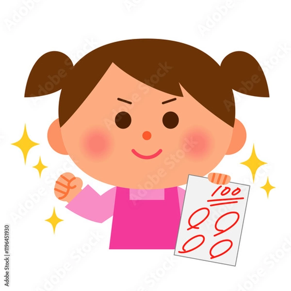 Fototapeta 100点をとった子供