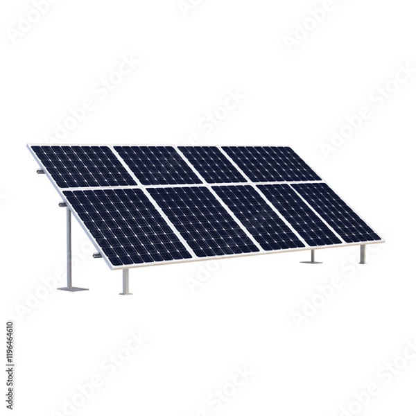 Fototapeta Green energy concept with a solar panel on a white background, symbolizing renewable energy, sustainability, and the shift towards eco-friendly solutions for a cleaner planet and future.
