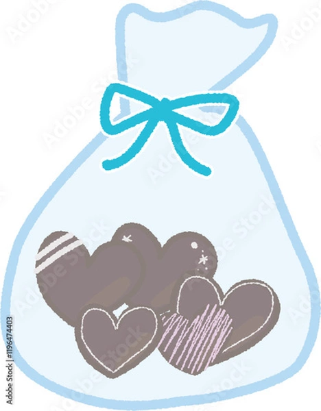 Obraz 色の袋に入ったハート型のチョコレート