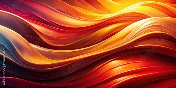 Fototapeta Warm Abstract Art, Flowing Shapes, Gradient Background, Smooth Color Transition,  Abstract Design, Digital Art,  Orange Yellow Red Artwork