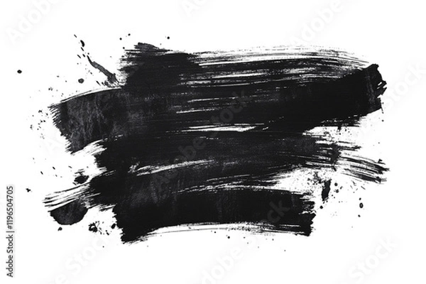 Fototapeta Black ink brush stroke isolated on transparent background