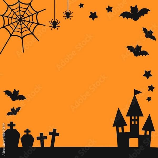 Fototapeta シルエット風ハロウィンデザインのコピースペース・背景　正方形　ベクター素材