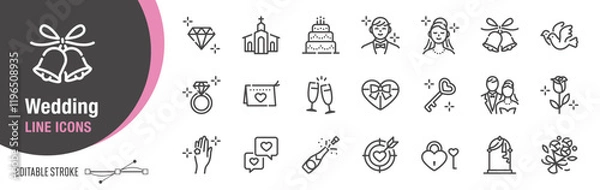 Obraz ライン・アイコン｜結婚式　[線の編集可能]