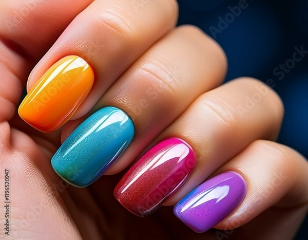 Obraz Beautiful colorful manicure on a woman hand