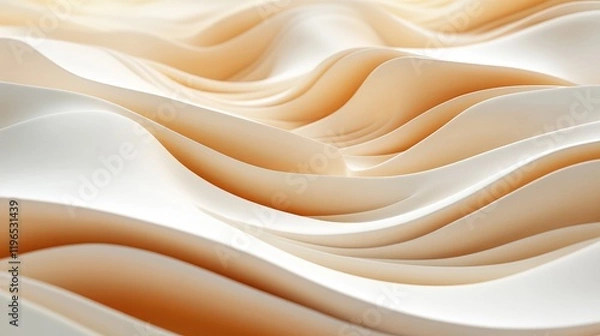 Fototapeta Elegant Close Up of Soft White and Beige Wave Pattern Creating a Calming and Textured Surface