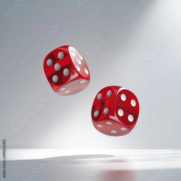 Obraz red dice on a green background