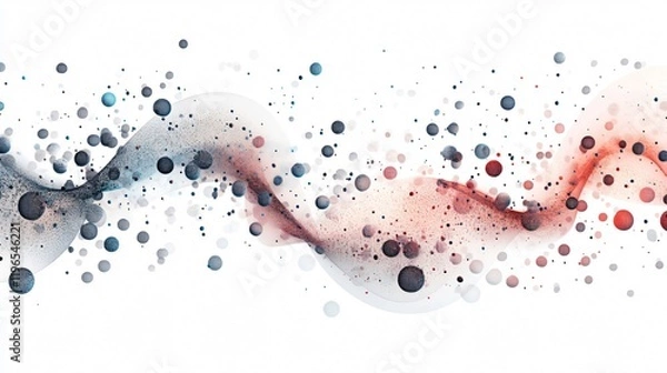 Fototapeta Abstract Flowing Particles on White Background - Dynamic Energy and Fluid Motion in a Science-Inspired Digital Art Composition