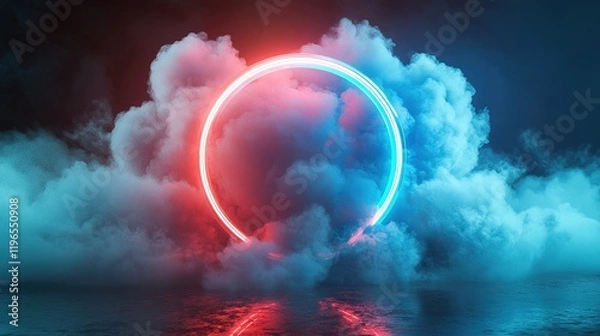 Obraz Neon Circle in Smoke