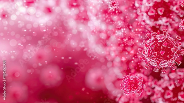Fototapeta Close-up of Salmonella Bacteria Under Microscope with Vibrant Colors Highlighting Rod-Shaped Structure, Blurred Laboratory Background – Emphasizing Microbiology, Pathogens, Scientific Research, and Ce