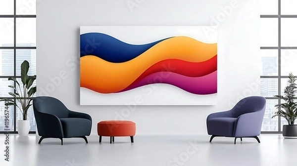 Obraz Abstract Colorful Wave Painting in Modern Interior