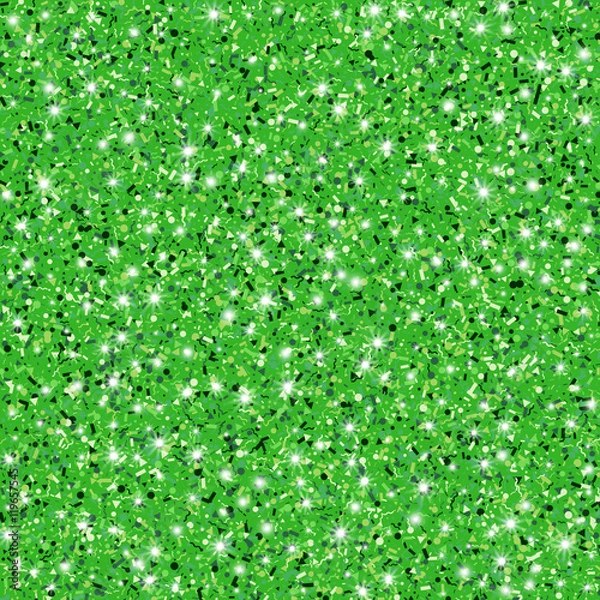 Fototapeta Green glitter pattern with glowing effect for different projects. Vector sparkle background.