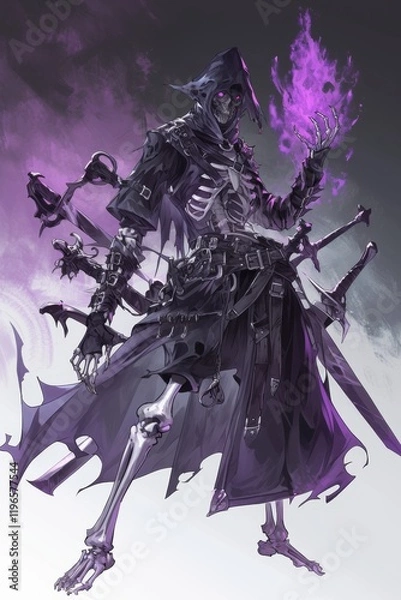 Fototapeta Skeletal Figure with Purple Magic