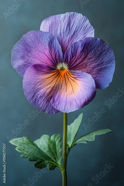 Obraz A Single Pansy Flower Isolated Against a Dark Background