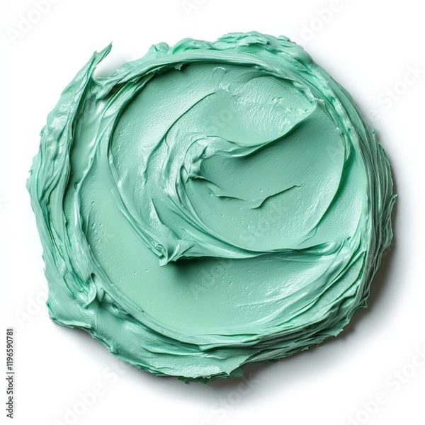 Obraz Closeup of a swirl of light green cosmetic cream on a white background.