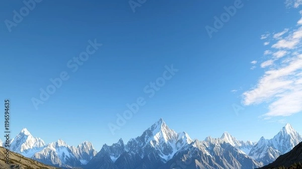 Obraz Snow capped mountain range under a clear blue sky