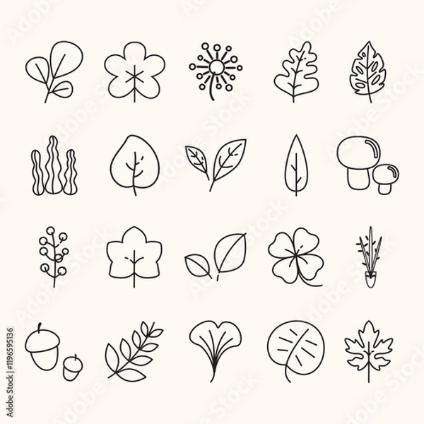 Obraz Autumn Flora Simple Pack Outline Style